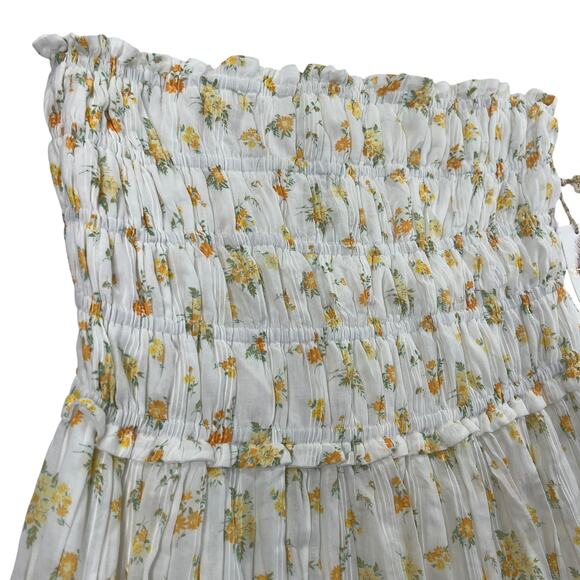Jessica Simpson Strapless Floral Bubble Mini Dress M Yellow Smocked Romantic - Picture 4 of 8